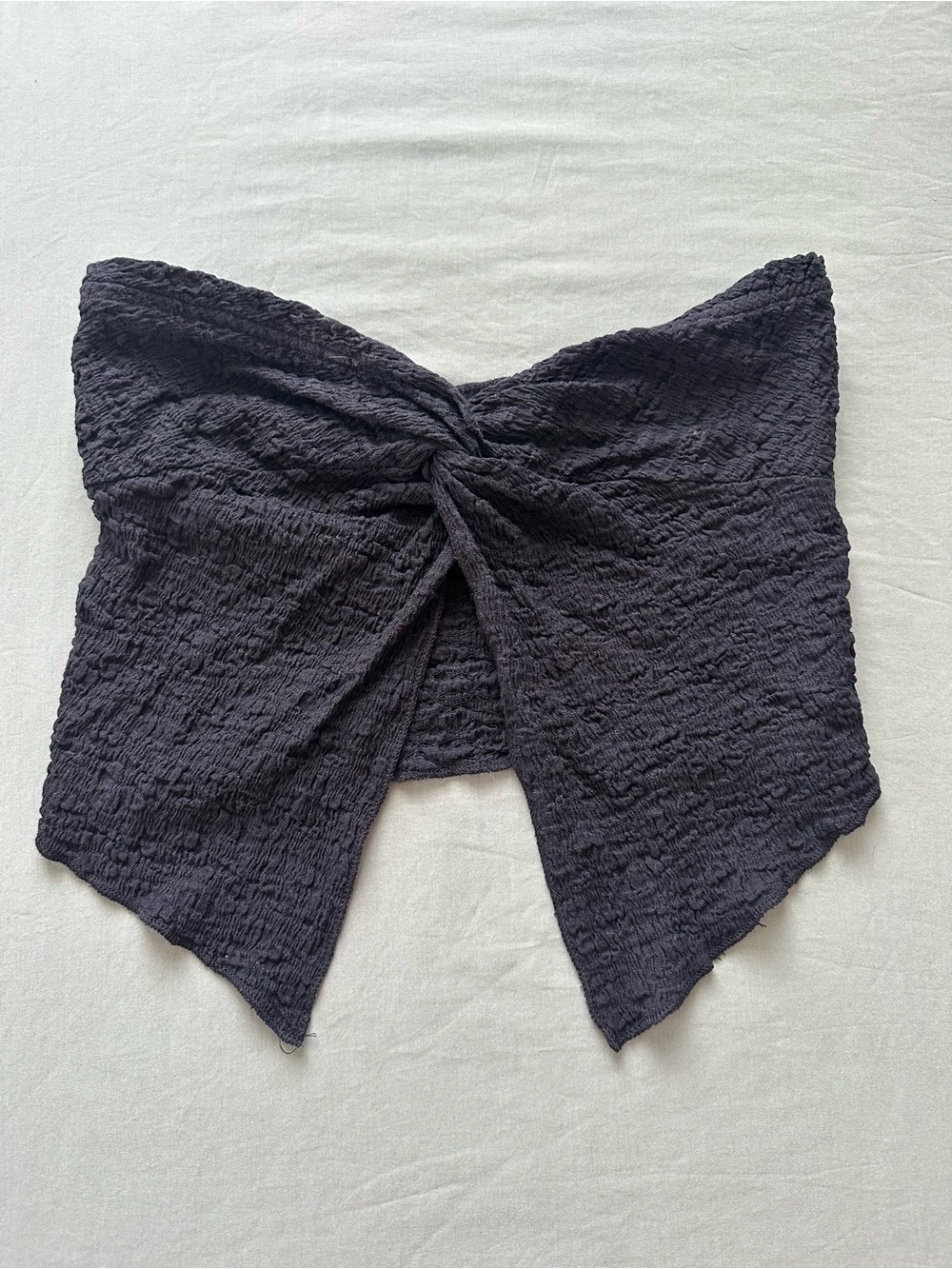 Textured Black Twist Front Bandeau Top